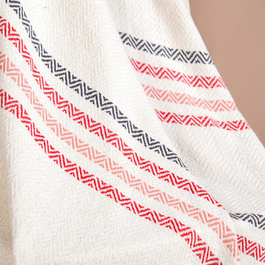 Chevron Stripe Pure Cotton Throw Blanket White Nestasia