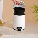 Clean Curve Metal Dustbin With Removable Bucket White 5000ml Nestasia