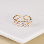 White Pearl Blossom Gold Ring Nestasia