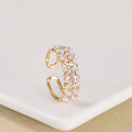 White Pearl Blossom Gold Ring Nestasia