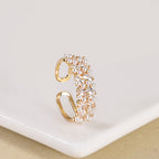 White Pearl Blossom Gold Ring Nestasia