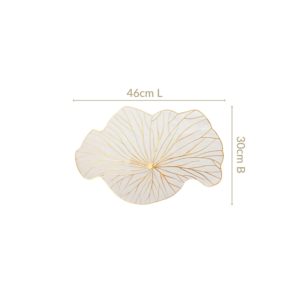 White Gold Lotus Leaf Dinner Table Mat Set Of 6 Nestasia