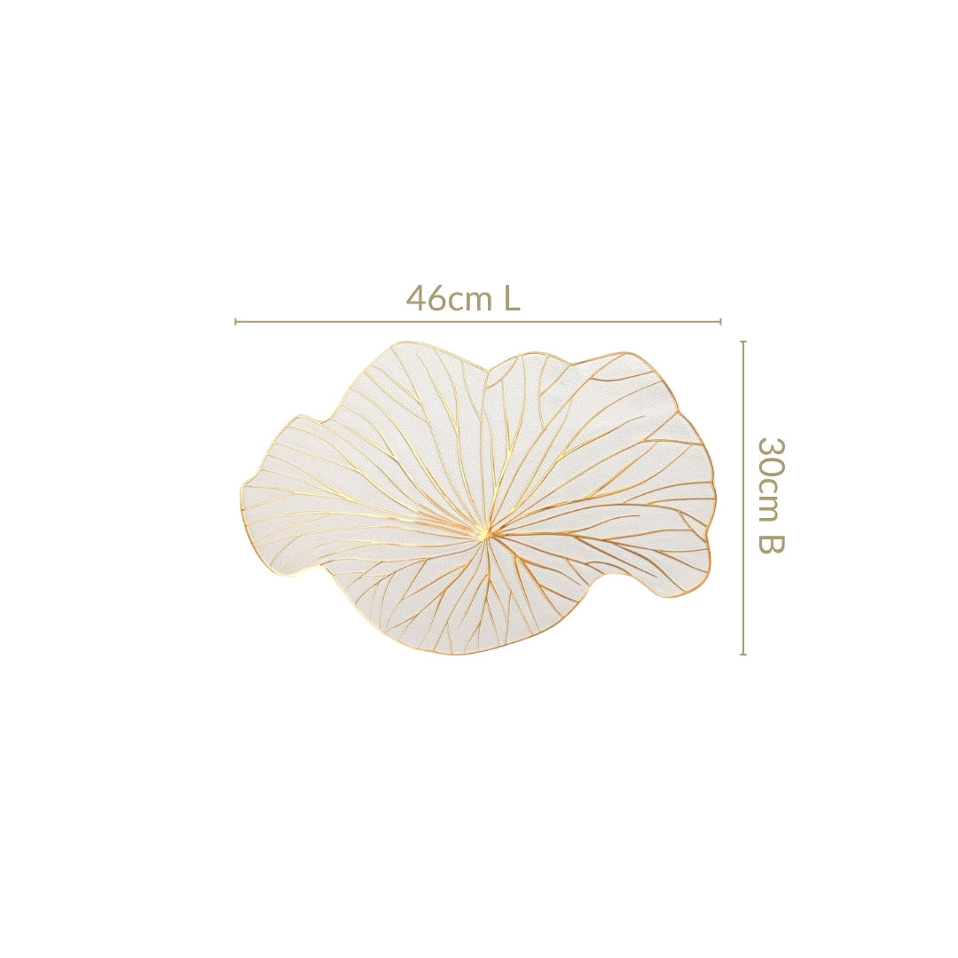 White Gold Lotus Leaf Dinner Table Mat Set Of 6 Nestasia