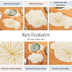 White Gold Lotus Leaf Dinner Table Mat Set Of 6 Nestasia