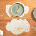 White Gold Lotus Leaf Dinner Table Mat Set Of 6 Nestasia
