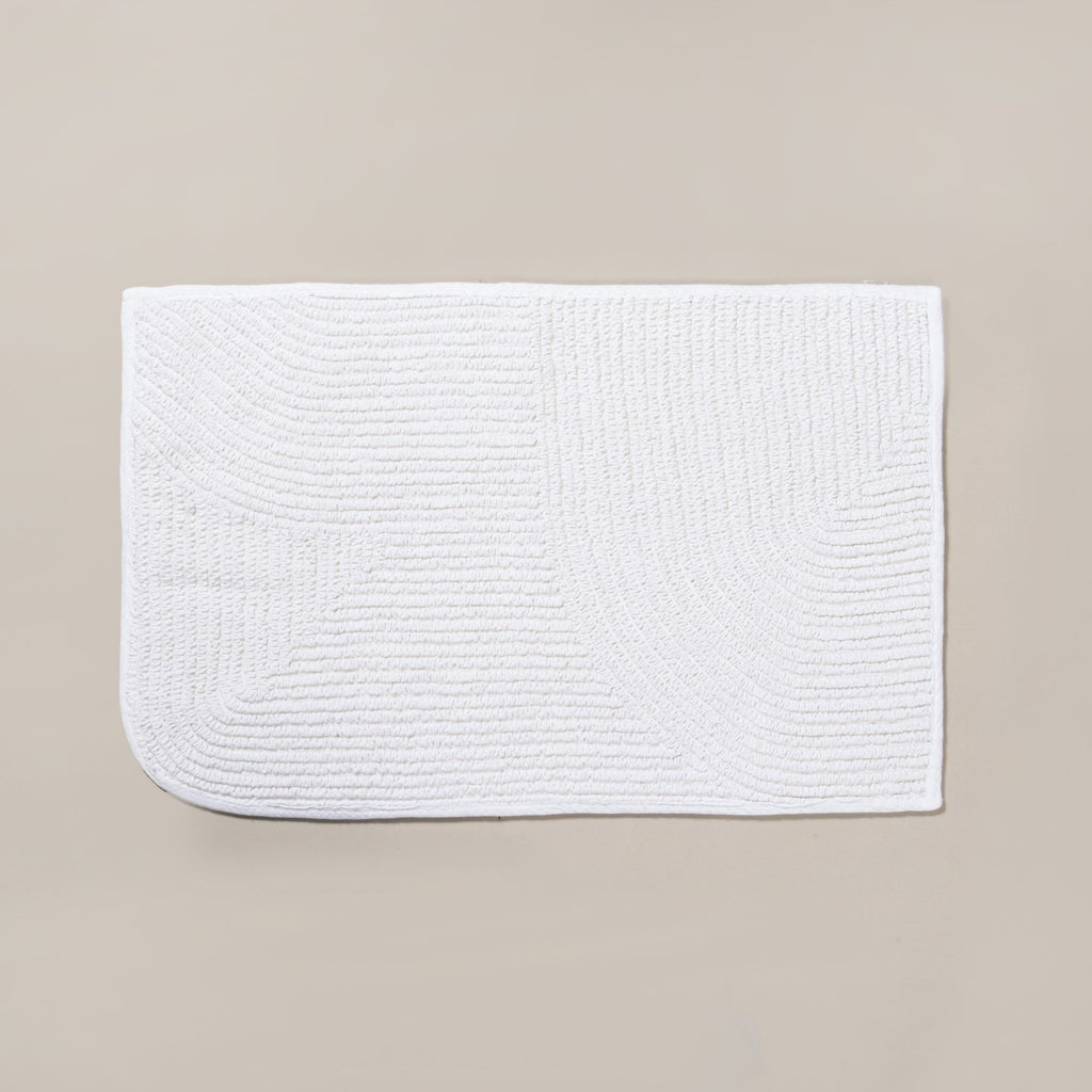 Ribbed Cotton Reversible Floor Mat White 82x50cm Nestasia