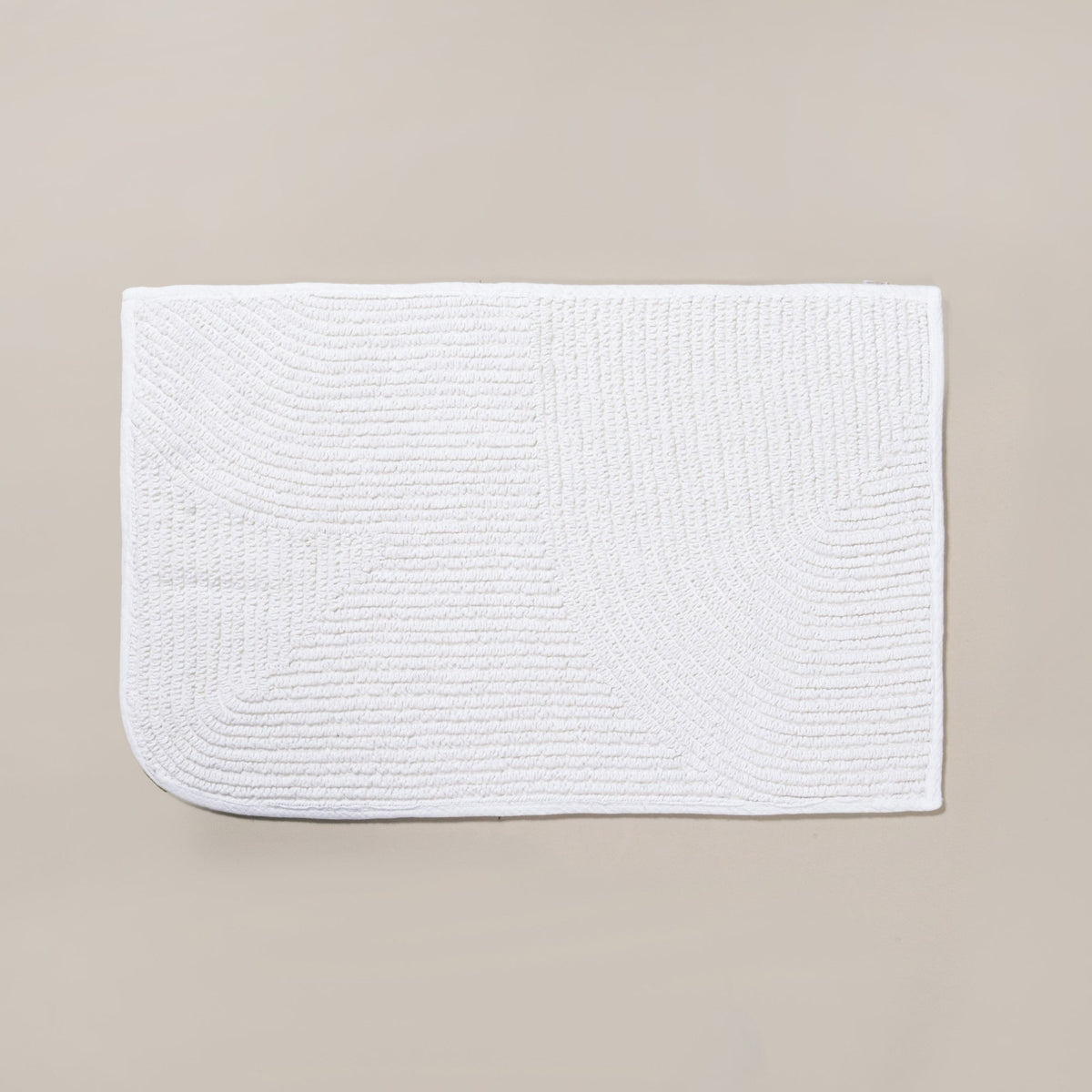 Ribbed Cotton Reversible Floor Mat White 82x50cm Nestasia