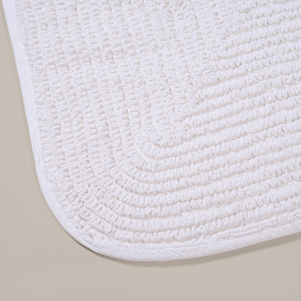Ribbed Cotton Reversible Floor Mat White 82x50cm Nestasia