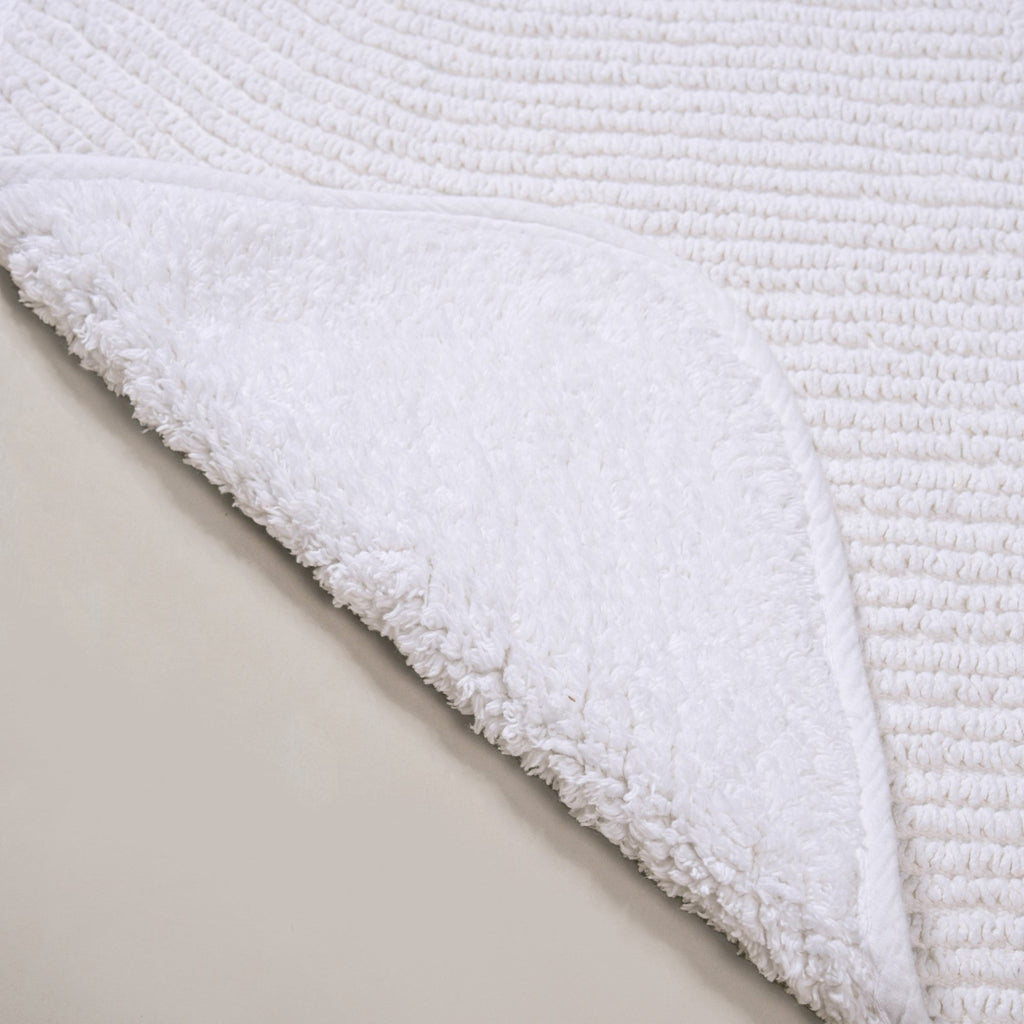 Ribbed Cotton Reversible Floor Mat White 82x50cm Nestasia