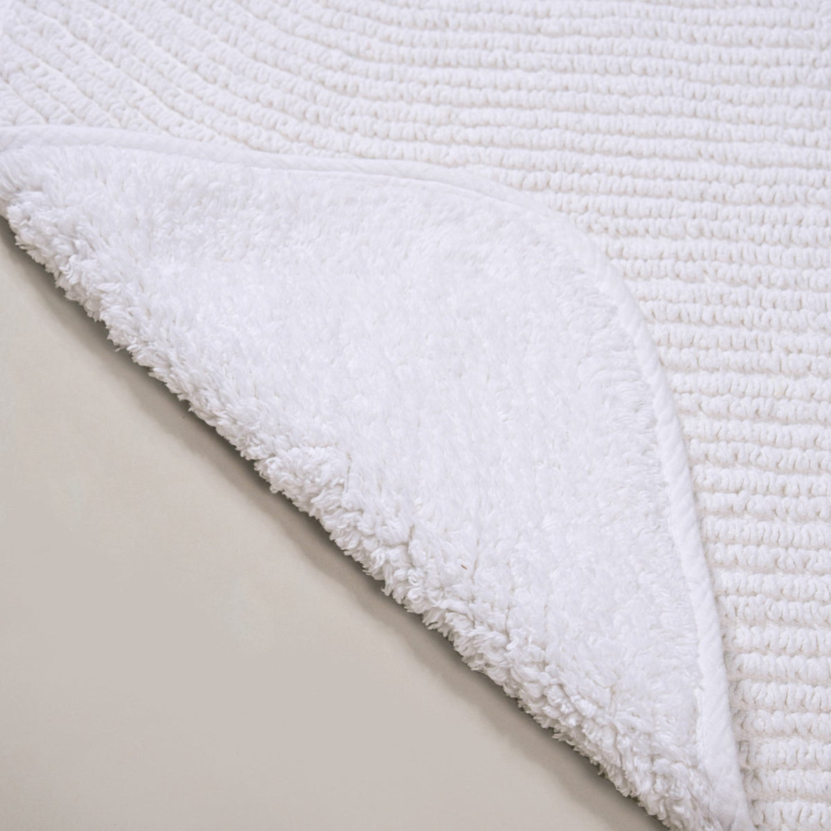 Ribbed Cotton Reversible Floor Mat White 82x50cm Nestasia