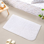 Ribbed Cotton Reversible Floor Mat White 82x50cm Nestasia