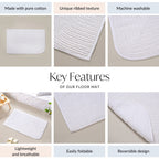 Ribbed Cotton Reversible Floor Mat White 82x50cm Nestasia