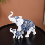 Mother Baby White Elephant Decor Showpiece Nestasia