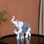 Mother Baby White Elephant Decor Showpiece Nestasia