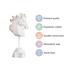 White Horse Bust Decor Showpiece With Stand Large Nestasia