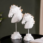 White Horse Bust Decor Showpiece With Stand Large Nestasia