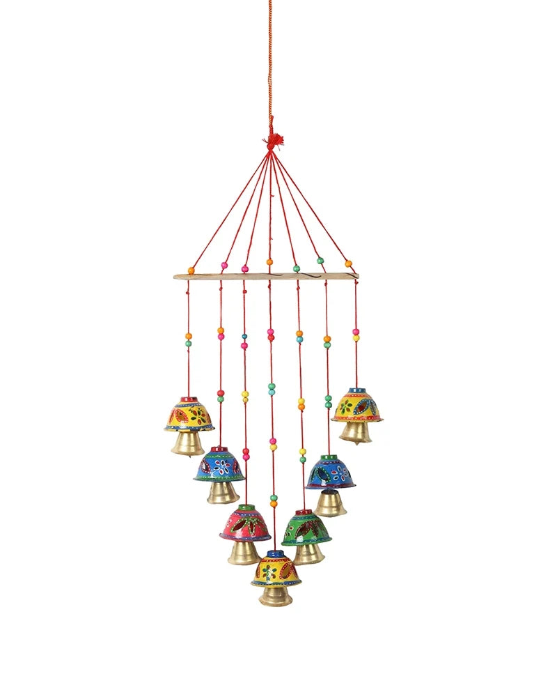 Handcrafted Rajasthani Wind Chime with Hand Painted Bells for Door Hanging