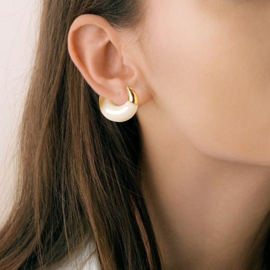 Arc Huggie Hoops White Nestasia