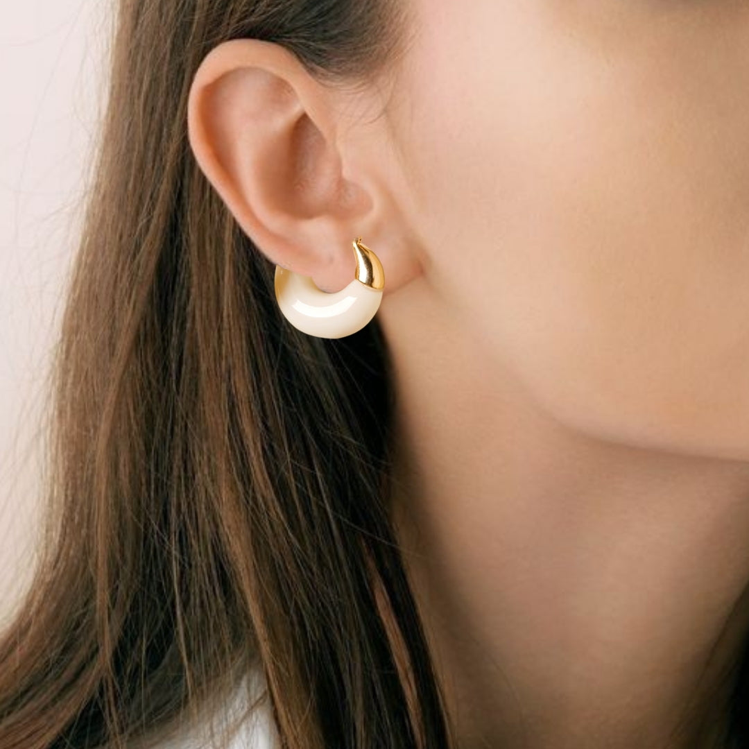 Arc Huggie Hoops White Nestasia