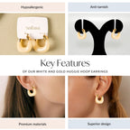 White And Gold Huggie Hoop Earrings Nestasia
