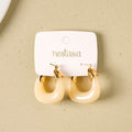 White And Gold Huggie Hoop Earrings Nestasia