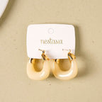White And Gold Huggie Hoop Earrings Nestasia