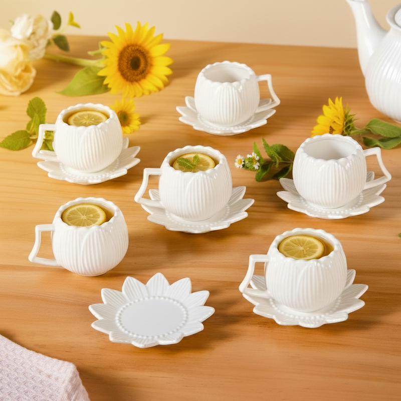 White Bloom Espresso Set Of 6 100ml Nestasia