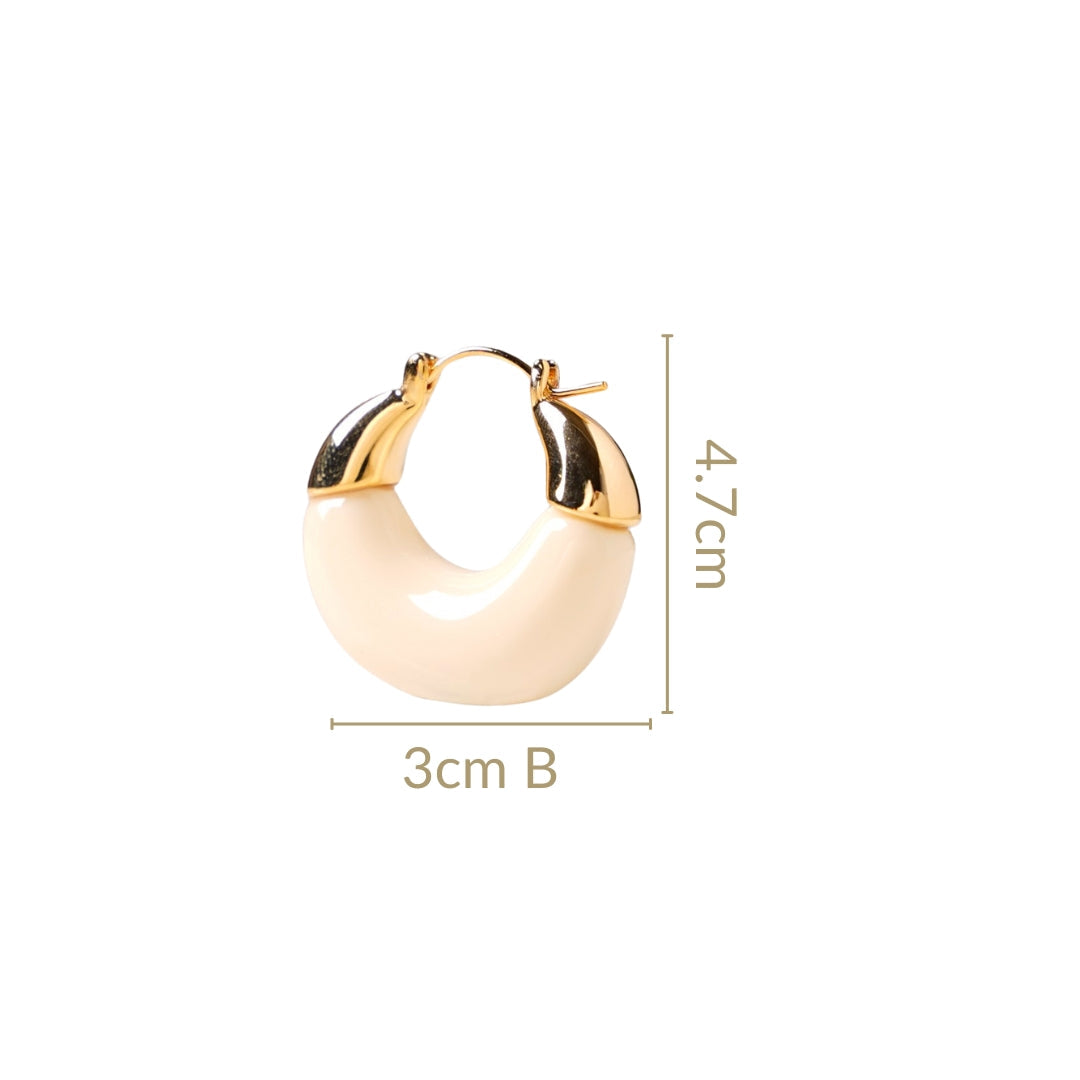 White And Gold Huggie Hoop Earrings Nestasia