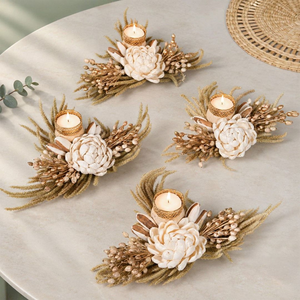 Whitney Dried Flower Tealight Holder Set Of 4 Nestasia