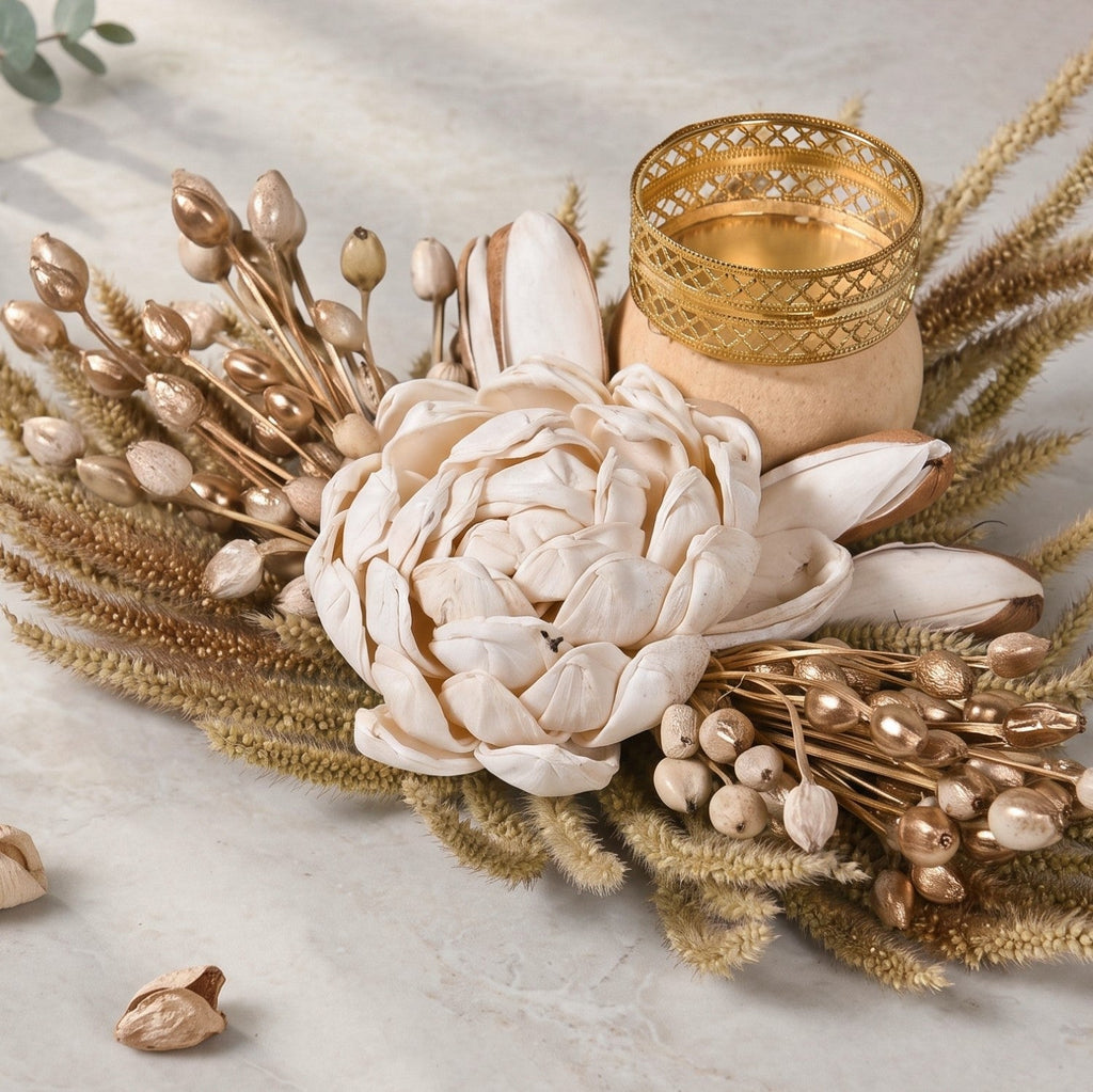 Whitney Dried Flower Tealight Holder Set Of 4 Nestasia