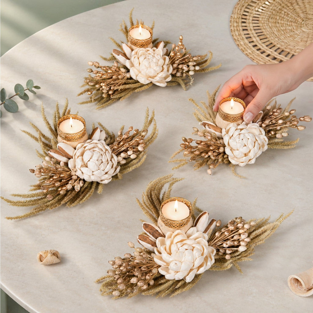 Whitney Dried Flower Tealight Holder Set Of 4 Nestasia