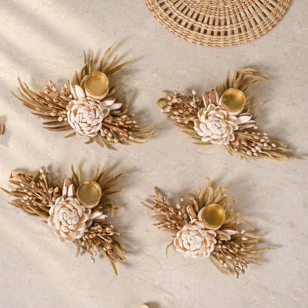 Whitney Dried Flower Tealight Holder Set Of 4 Nestasia