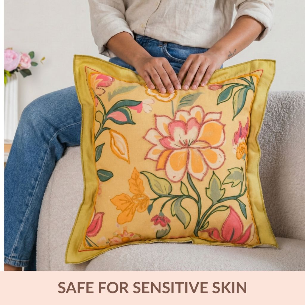 Wild Petals Embroidered Cotton Cushion Cover 40x40cm Nestasia