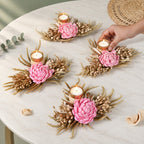 Wildera Organic Handmade Tealight Holder Pink Set Of 4 Nestasia