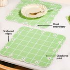 Scallop Embroidered Pure Cotton Table Mat Set Of 6 Nestasia