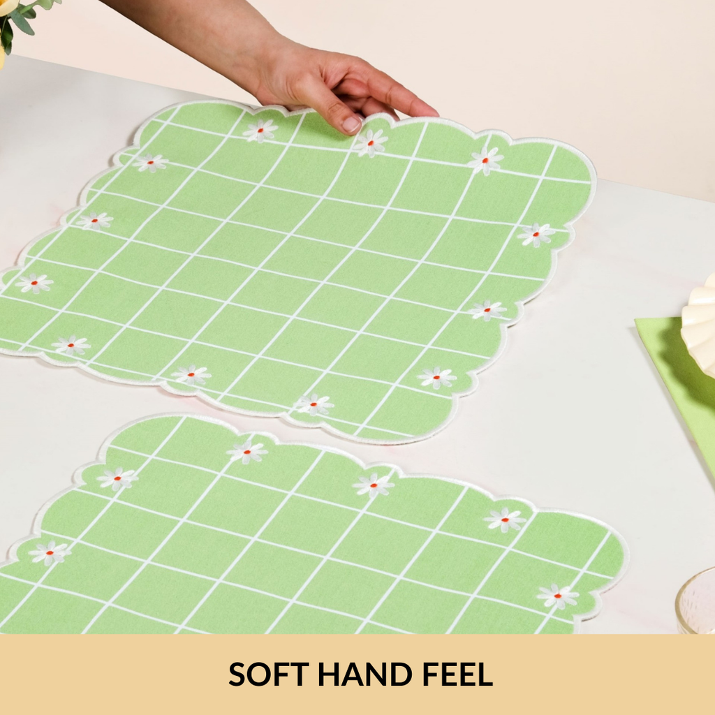 Scallop Embroidered Pure Cotton Table Mat Set Of 6 Nestasia