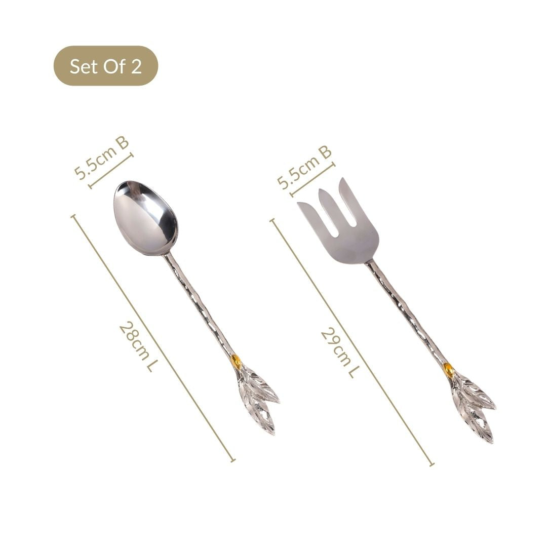 Willow Salad Serving Fork And Spoon Set Of 2 Nestasia