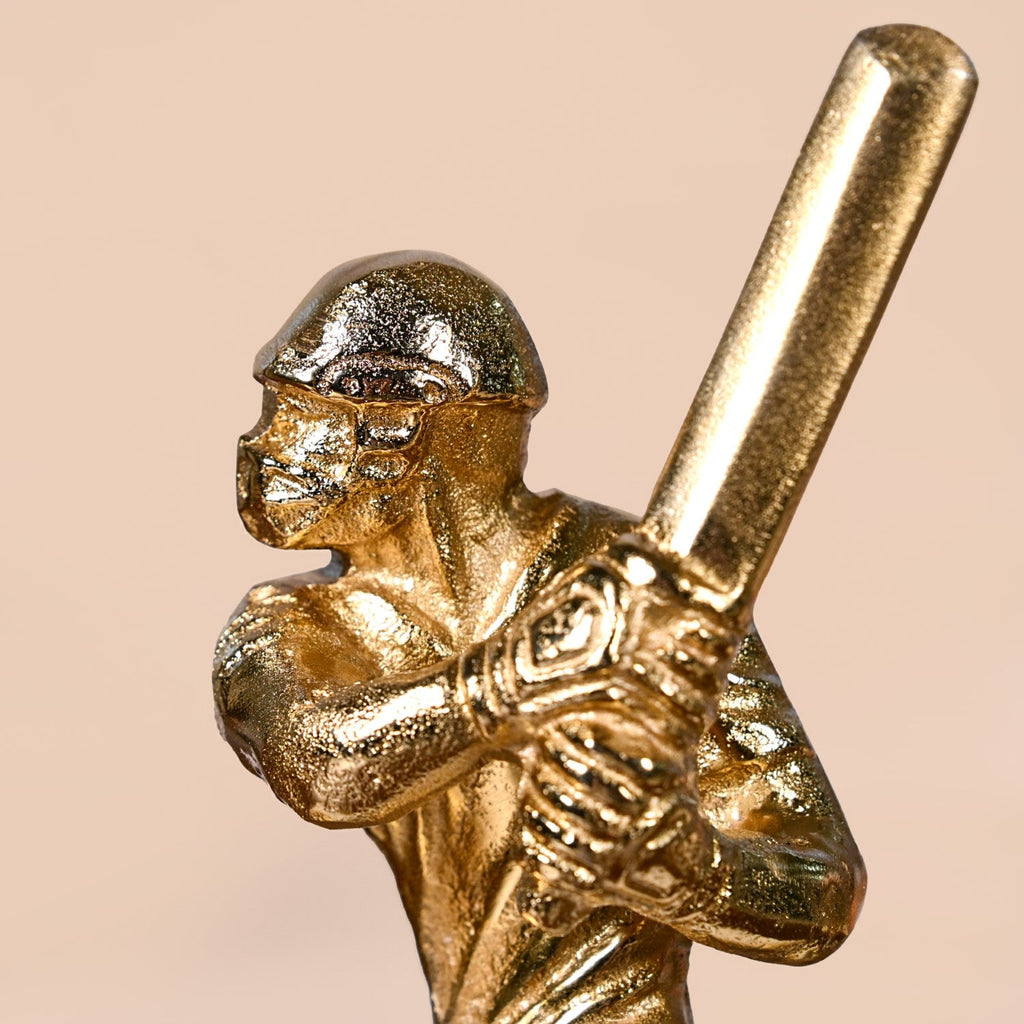 Winning Batsman Living Room Metal Decor In Gold Nestasia
