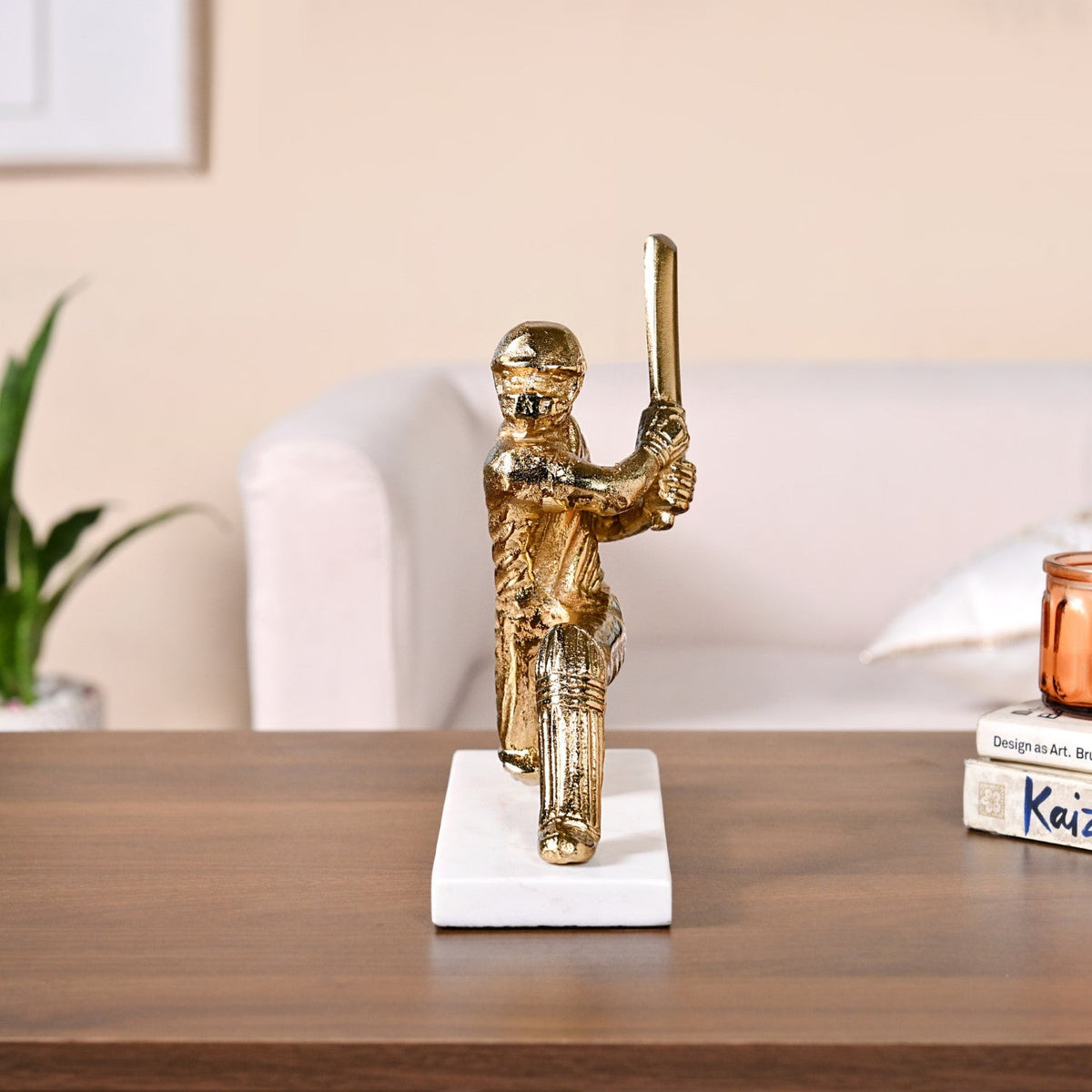 Winning Batsman Living Room Metal Decor In Gold Nestasia