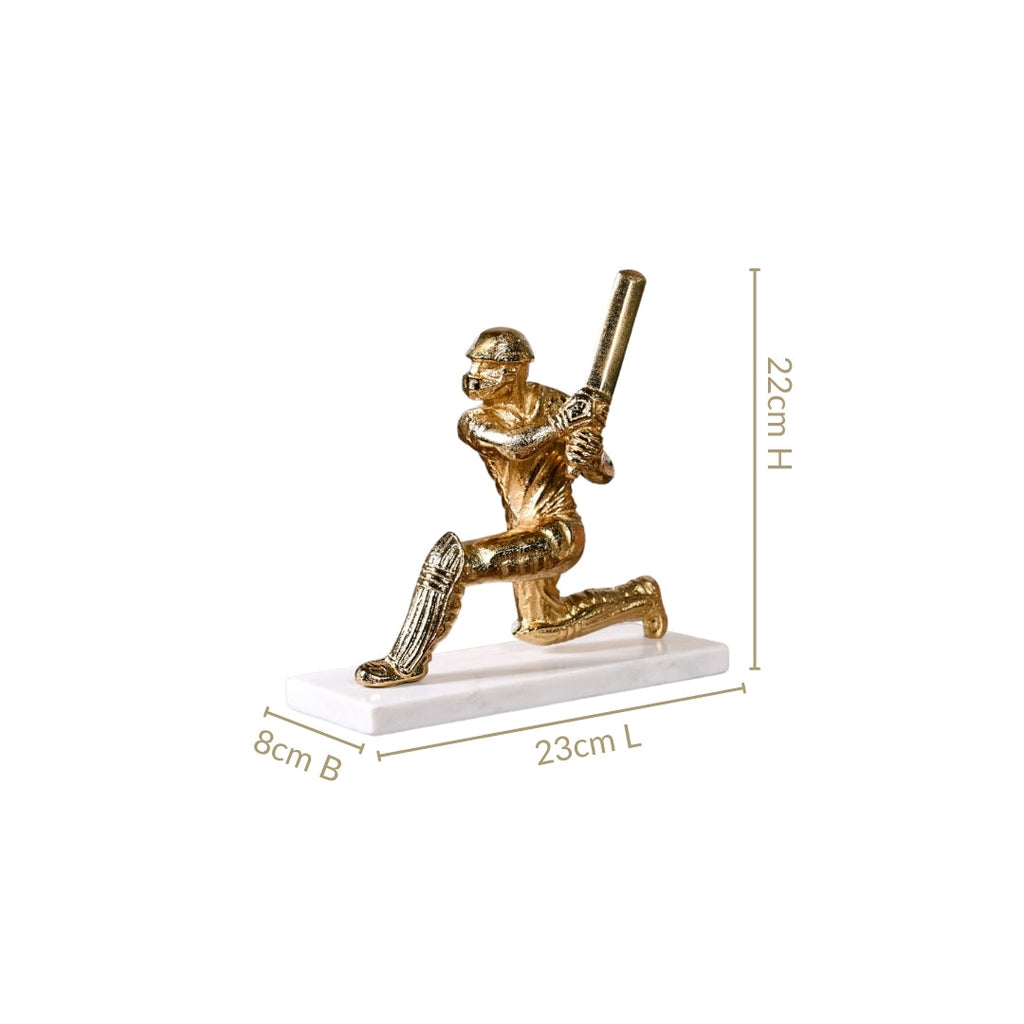 Winning Batsman Living Room Metal Decor In Gold Nestasia