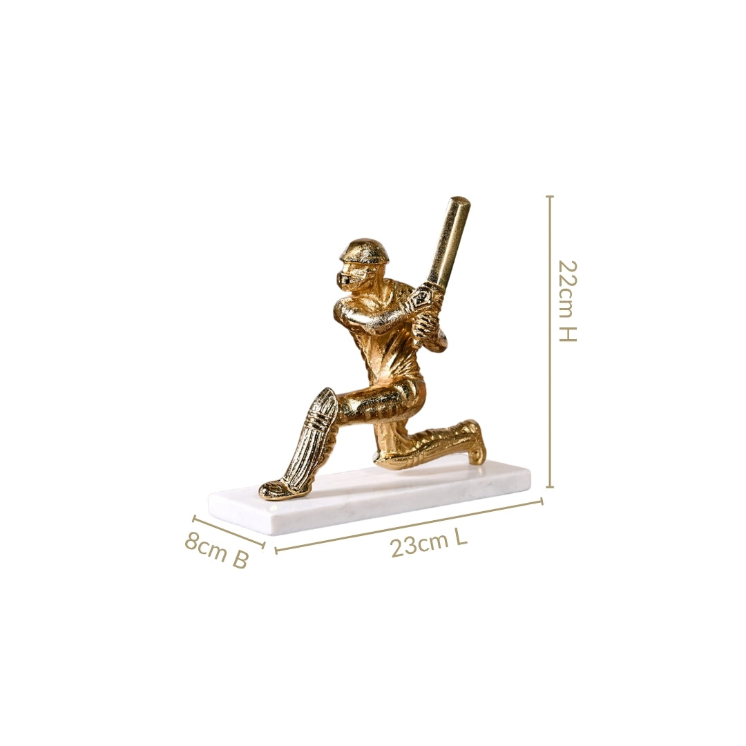 Winning Batsman Living Room Metal Decor In Gold Nestasia