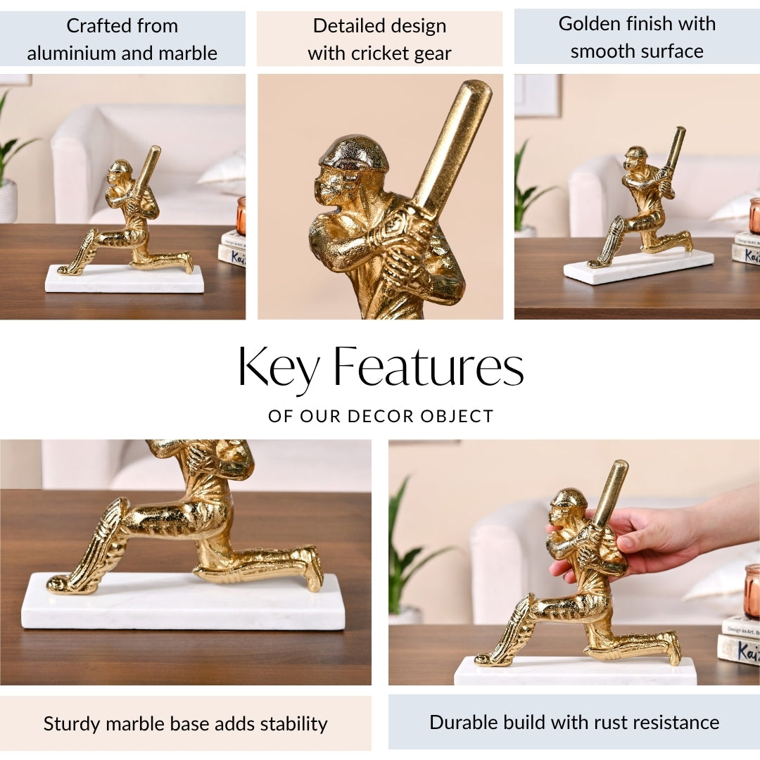 Winning Batsman Living Room Metal Decor In Gold Nestasia