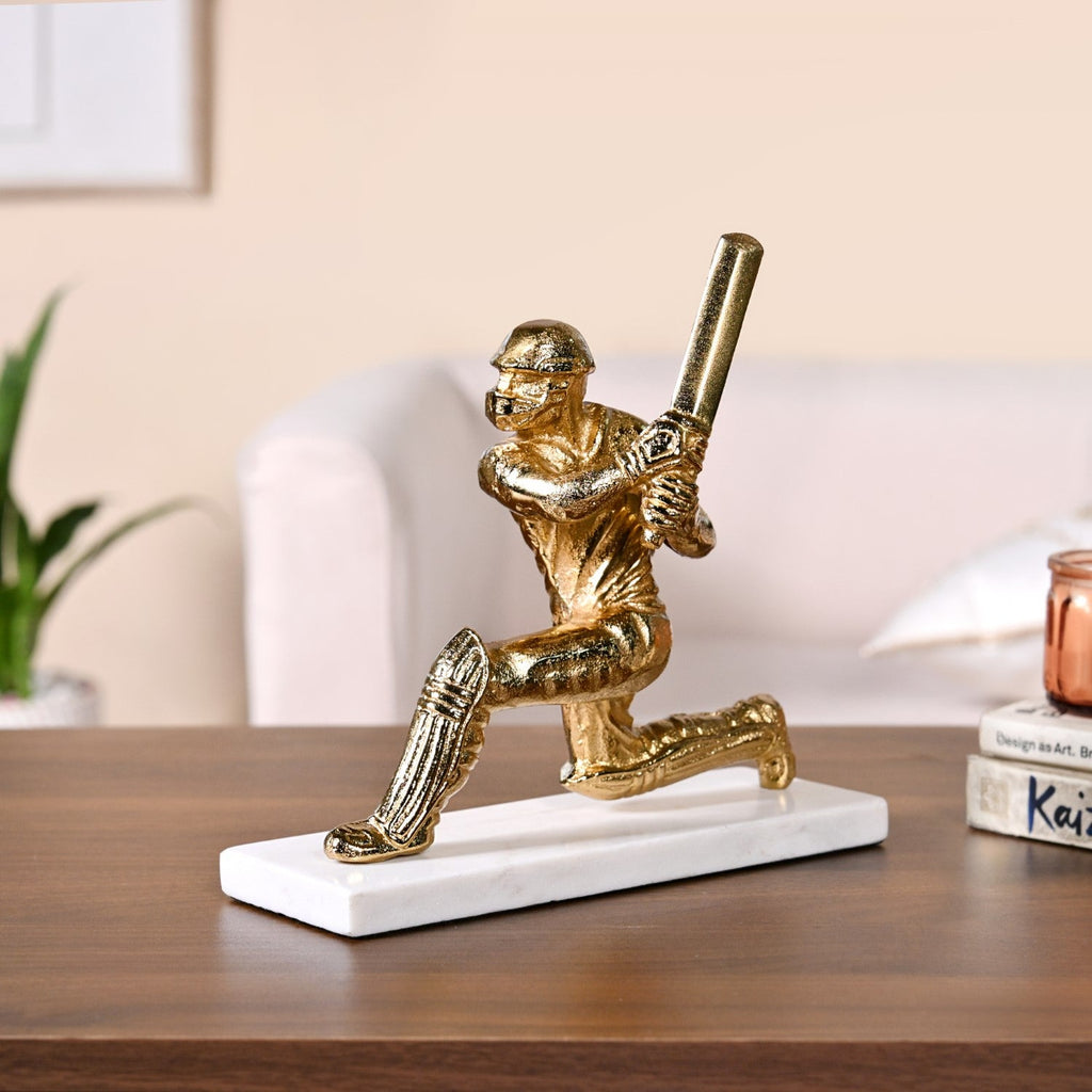Winning Batsman Living Room Metal Decor In Gold Nestasia