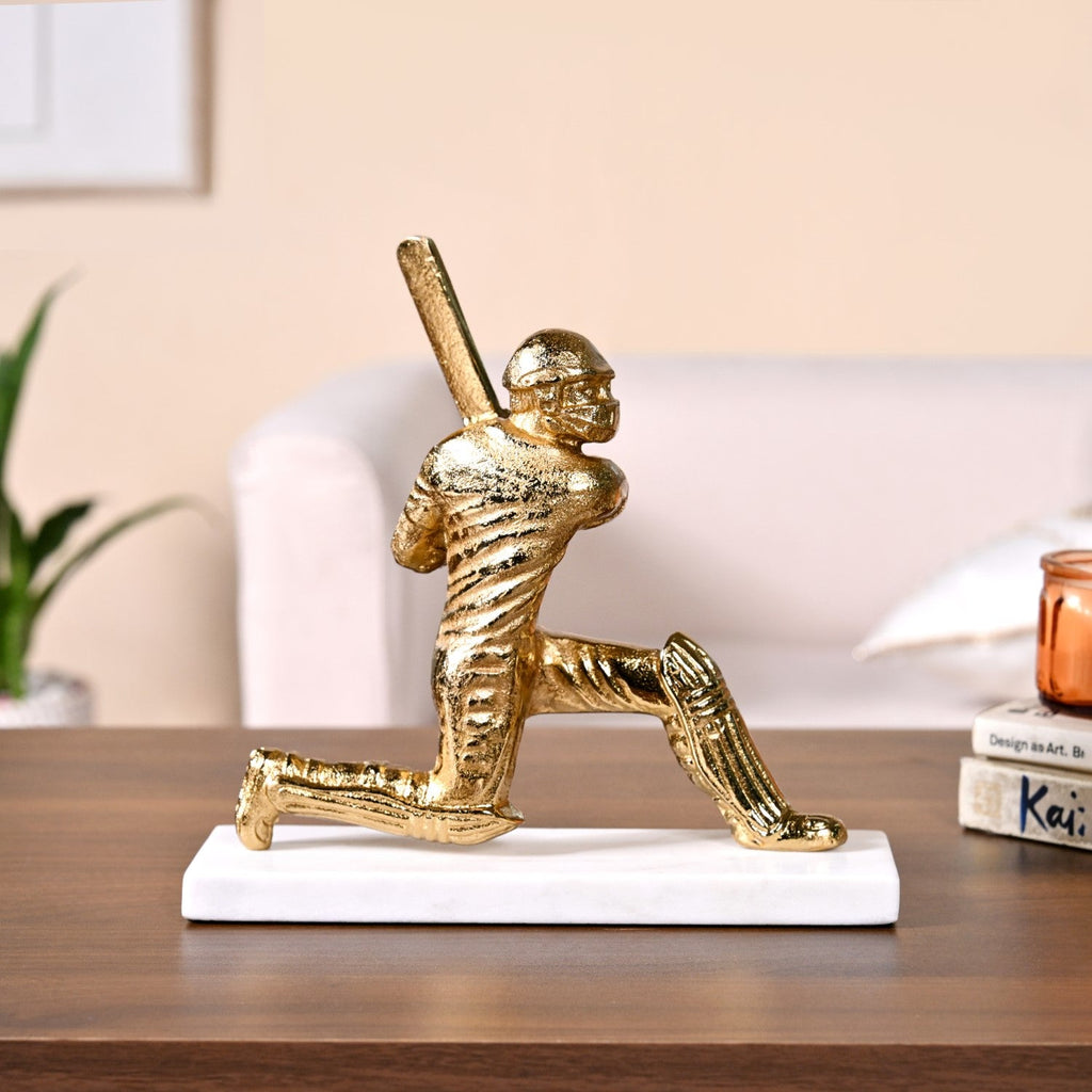 Winning Batsman Living Room Metal Decor In Gold Nestasia
