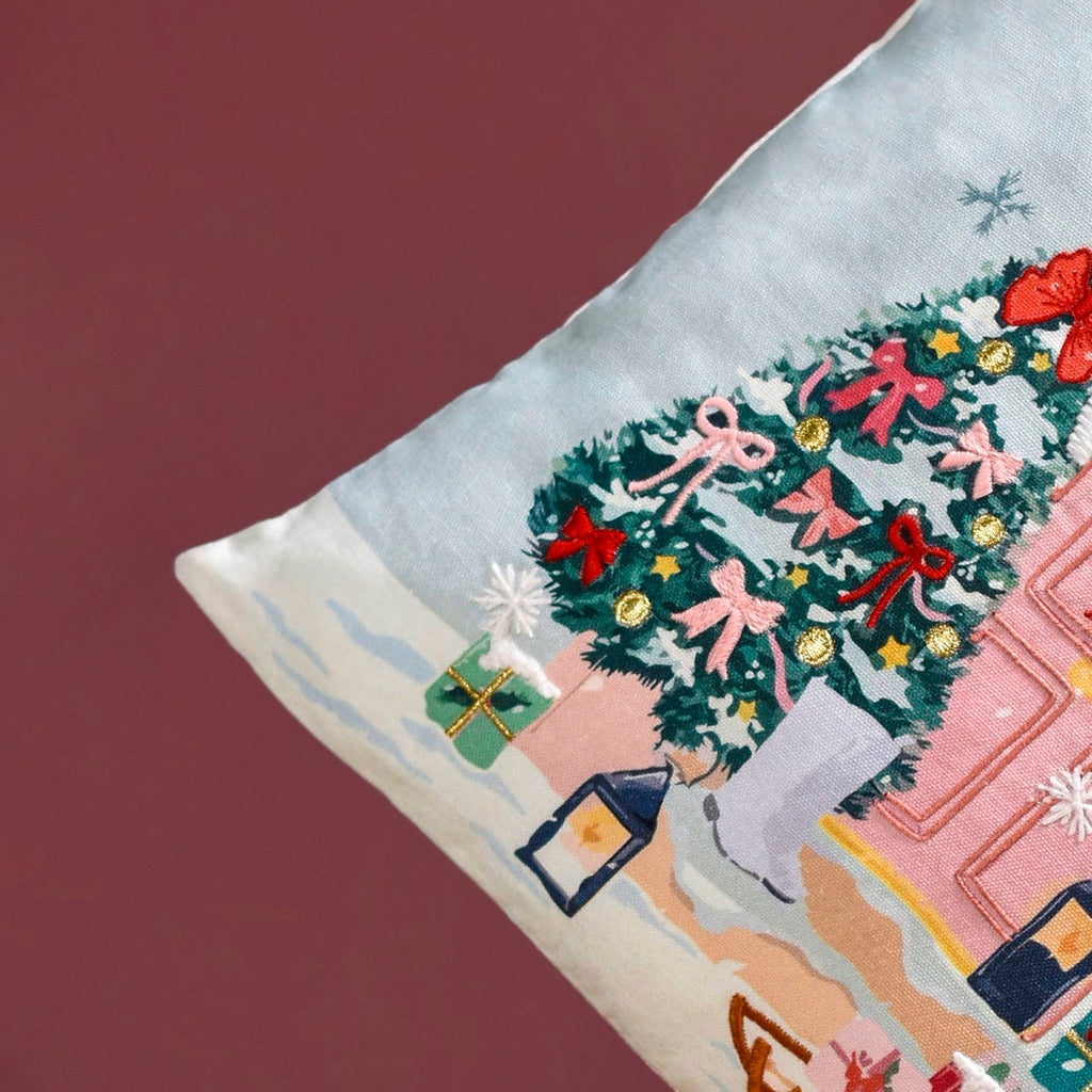 Winter Wonderland Embroidered Cushion Cover 40x40cm Nestasia