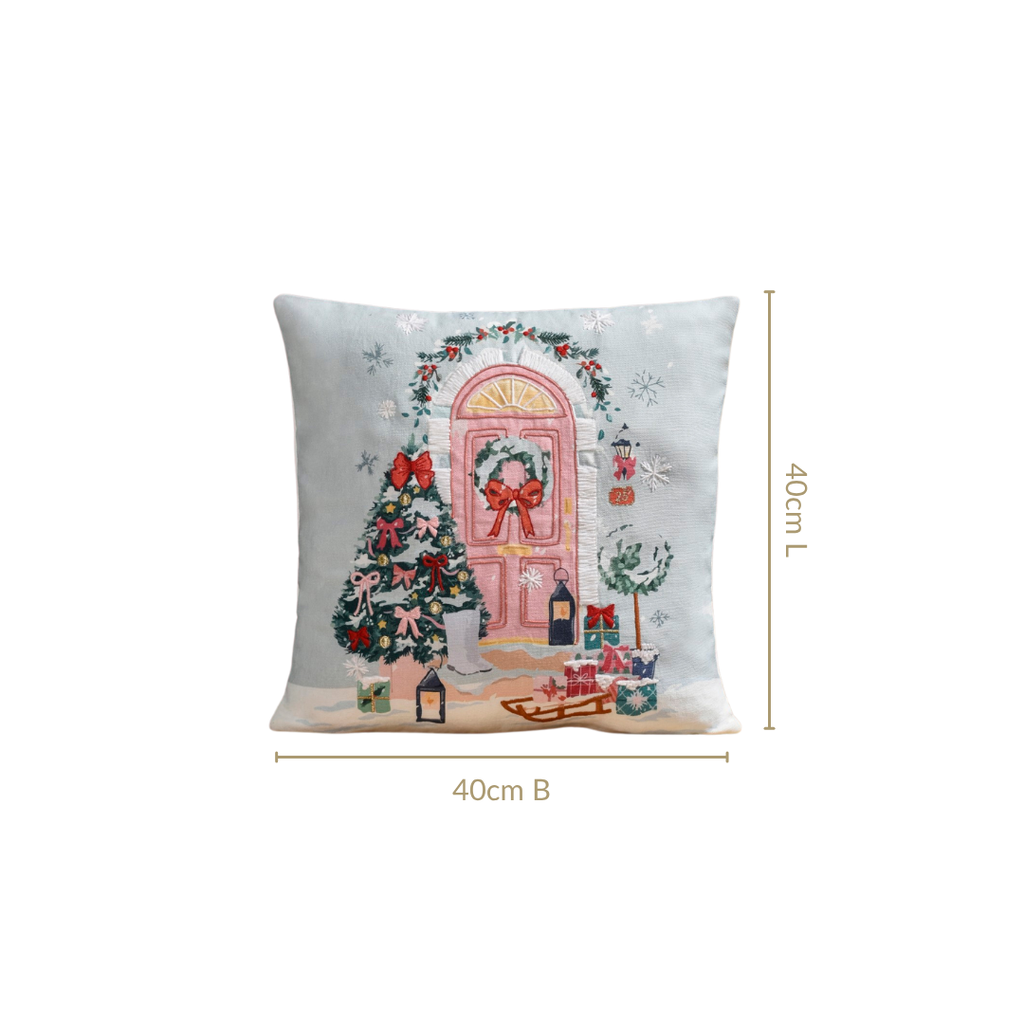 Winter Wonderland Embroidered Cushion Cover 40x40cm Nestasia