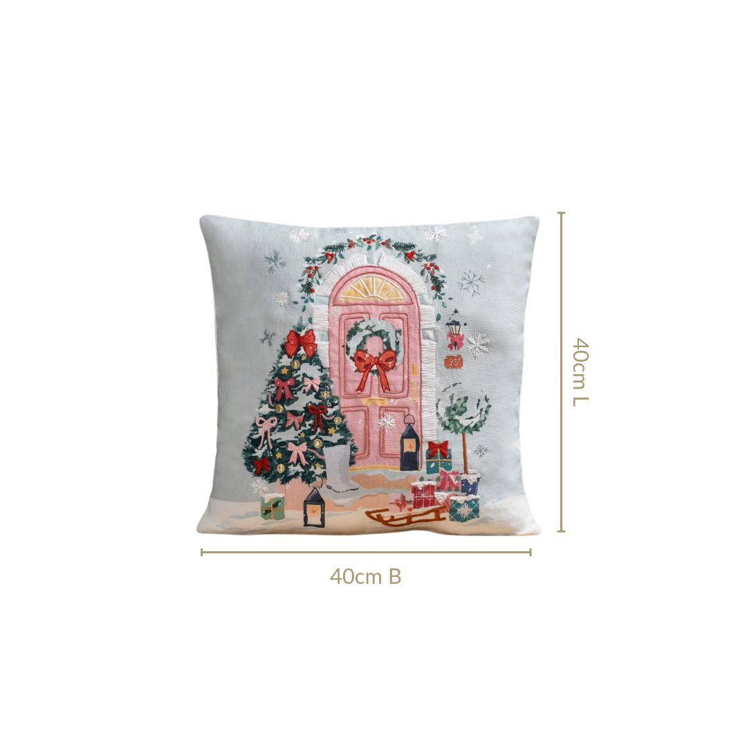 Winter Wonderland Embroidered Cushion Cover 40x40cm Nestasia
