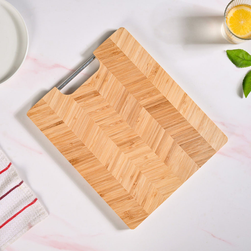 Wooden Platter With Metal Handle 12 Inch Nestasia