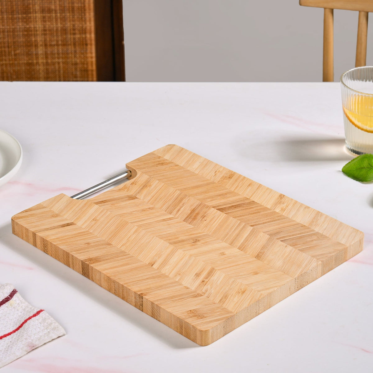 Wooden Platter With Metal Handle 12 Inch Nestasia