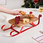 Wooden Sleigh Table Riser Serving Platter Nestasia
